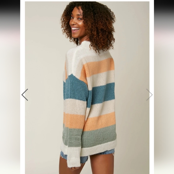 O’Neill Striped Floyd Sweater Orange Blue Green - Picture 2 of 10